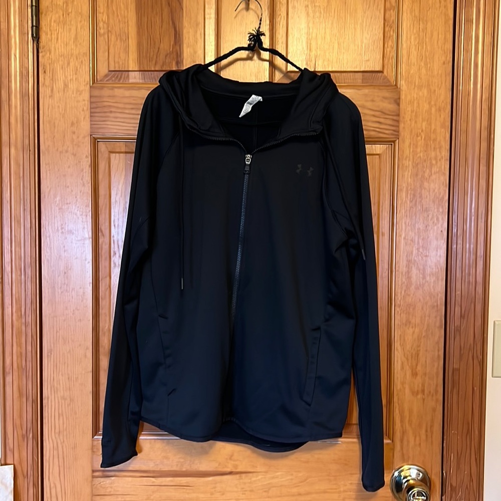 UnderArmour Hooded jacket. Cold Gear. Size large. Fleecey inide. Black.